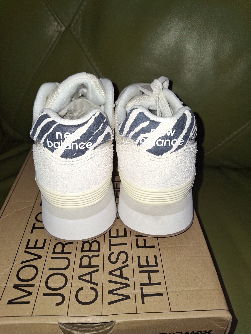 New Balance White Gray Zebra Print Accent 515H Platform Sneakers  Women sz 9 - Picture 3 of 3